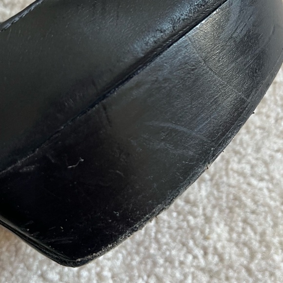 Burberry Black Leather Peep Toe Platform Slip On Pumps Heels Shoes Sz. 37 (7) - Picture 8 of 8